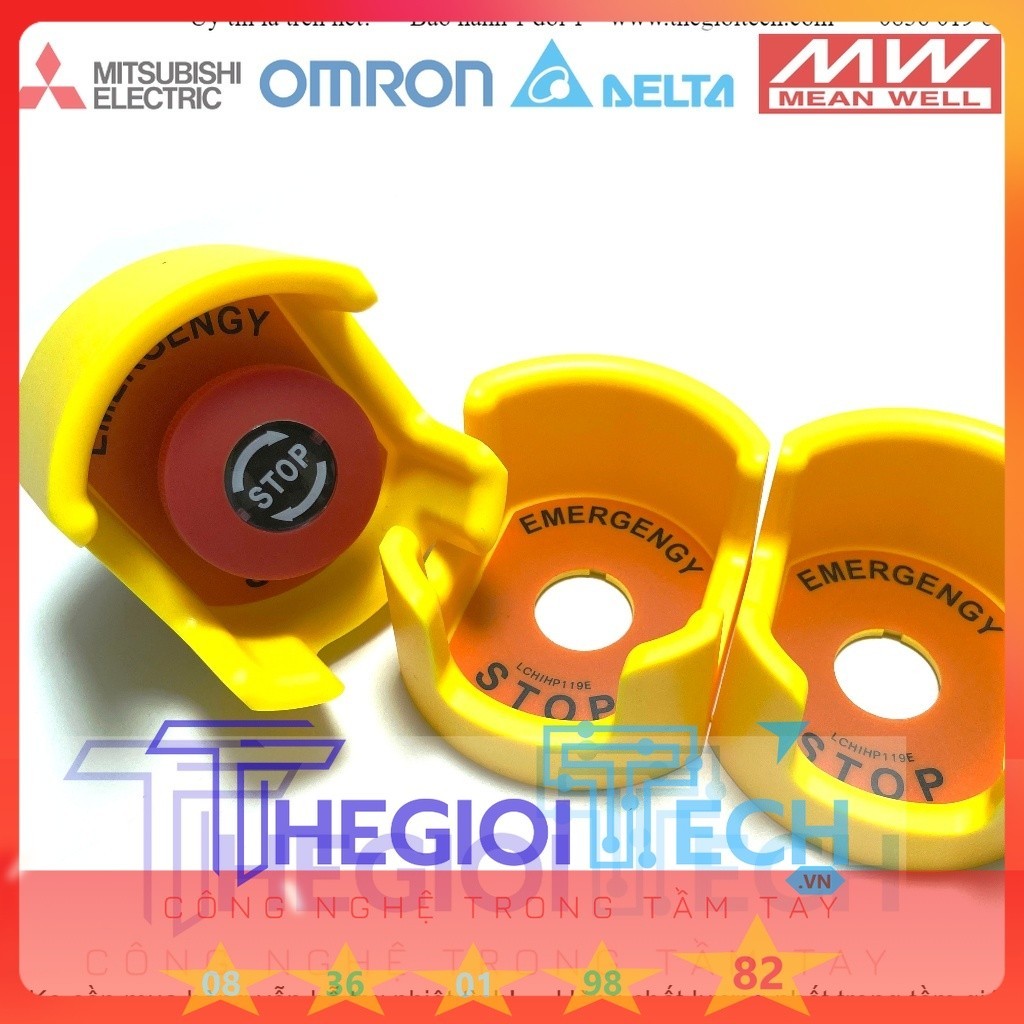 Mác Ghi Tên Gắn Tủ Điện Phi 22 Nhãn Nút Nhấn Emergency Stop, Chụp Bảo Vệ, Nắp Bảo Vệ Nút Dừng Khẩn Cấp combo 5 cái - Nắp Bảo Vệ