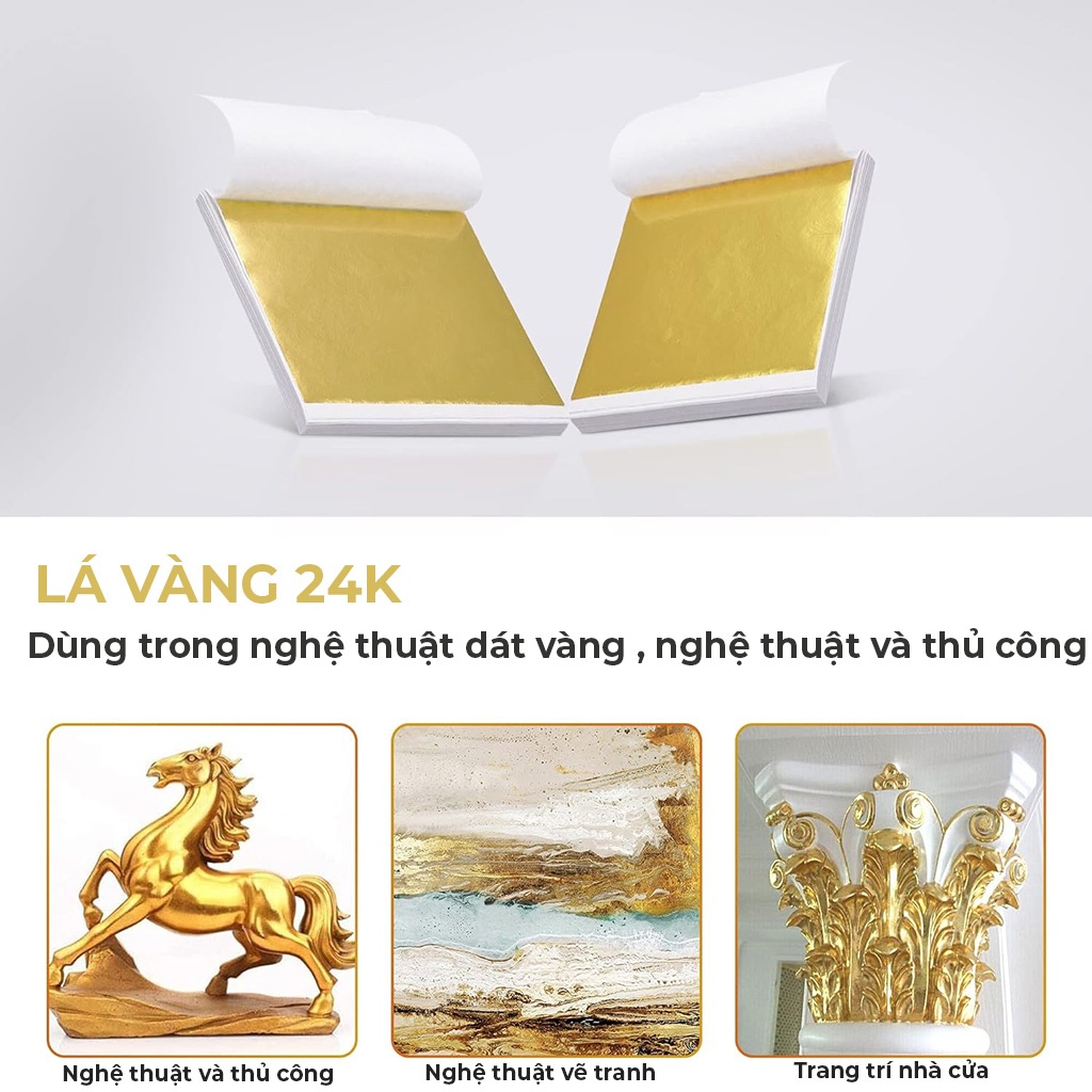 Vàng lá dát vàng 24k, lá vàng 24k chuyên dát vàng tượng, trang trí nội thất, thủ công mỹ nghệ