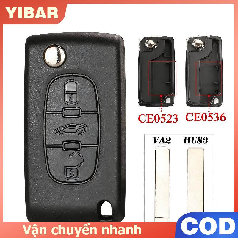 YIBAR 3 Nút Chìa Khóa Xe Va2 Hu83 Lưỡi Vỏ Cho 207 307 308 407 Lật Từ Xa Fob Bền Thay Thế Xe Phong Cách