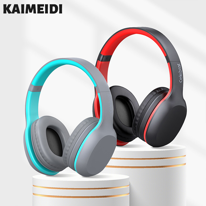 KAIMEIDI Tai nghe không dây Bluetooth treo đầu có micrô, âm bass mạnh, tai nghe stereo có dây A18