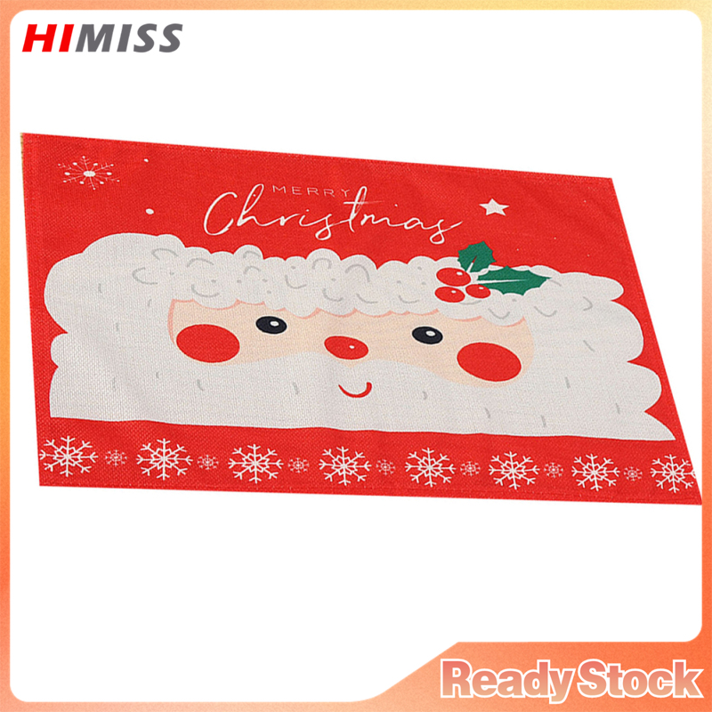 Christmas Santa Placemats Rectangular Christmas Snowflake Tablecloths Table Place Mats Decorations For Kitchen Dining Tables ราคา 28 บาท*ส่งฟรี