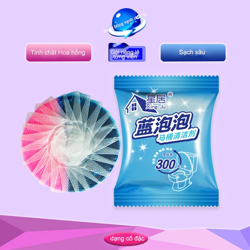 Tẩy bồn cầu 2 trong 1 , gói 1 viên có 2 màu , có hương thơm nhẹ khử mùi diệt khuẩn