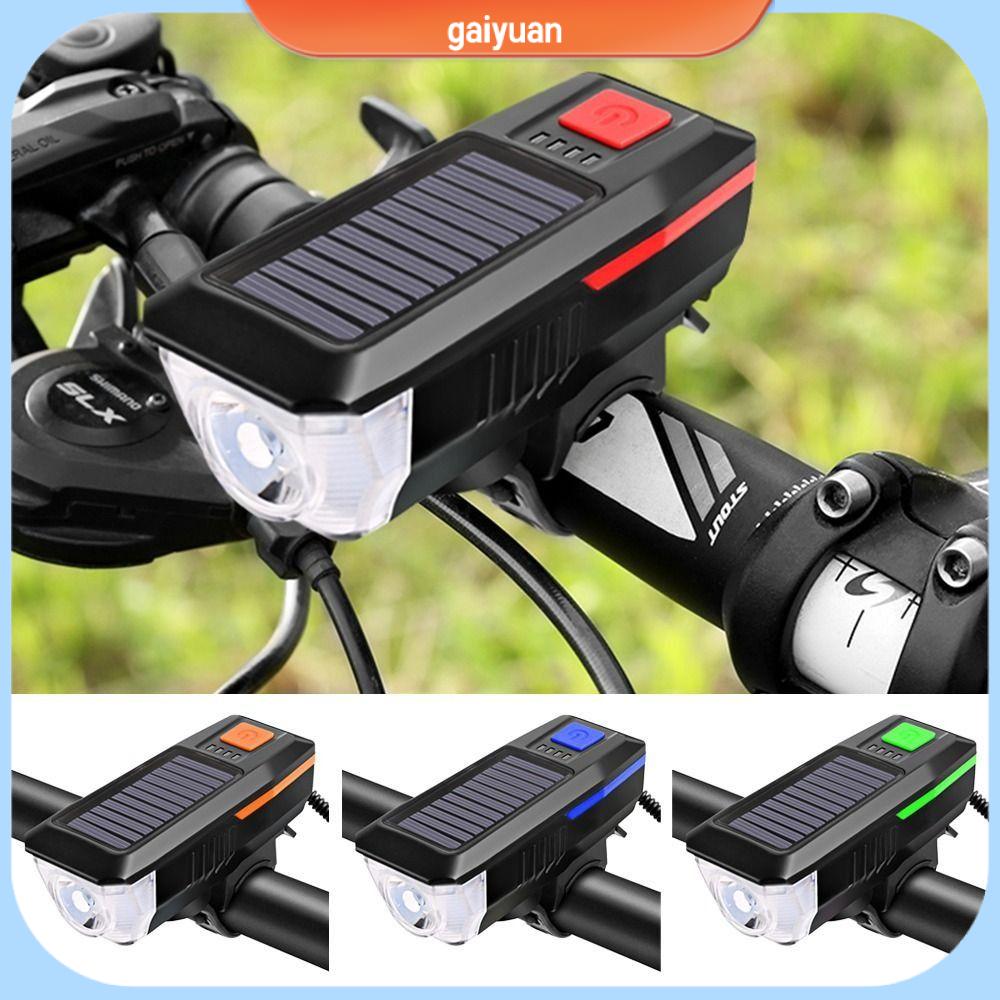 Gaiyuan không thấm nước đèn pha xe đạp sạc đôi phụ kiện xe đạp đèn xe đạp usb sạc năng lượng trời còi đèn pin