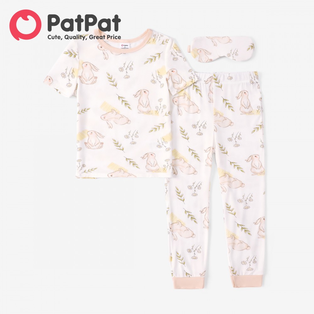 Patpat Kid Boy/Girl in con thỏ trẻ con Vải Sợi Tre Bộ đồ ngủ chặt chẽ