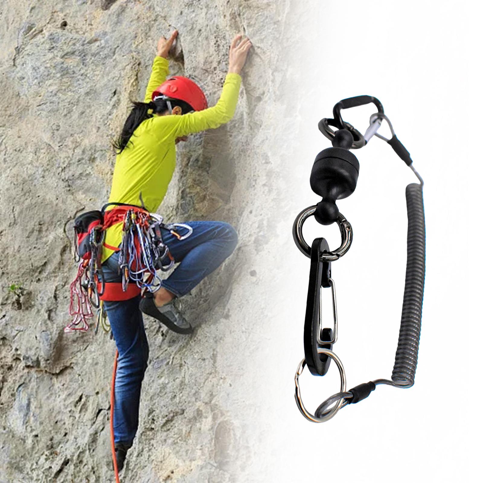 Fishing Magnetic Net Release Holder with Coil Lanyard Carabiner Portable Hanging Buckle Stainless Steel Landing Net Connector