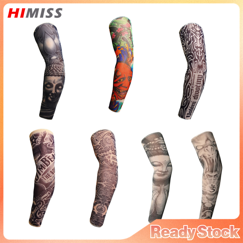 HIMISS Men Women Tattoo Sleeves Outdoor Sunproof Cool Temporary Sunscreen Arm Sleeves For Outsoor Cycling Running Driving Sports