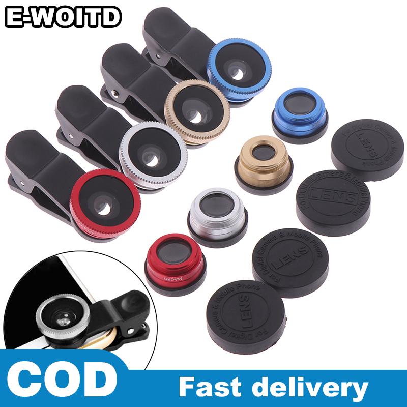 E-WOITD 1 bộ phụ kiện Ống kính điện thoại góc rộng cho máy ảnh mắt cá HD 3 trong 1 kẹp thông dụng