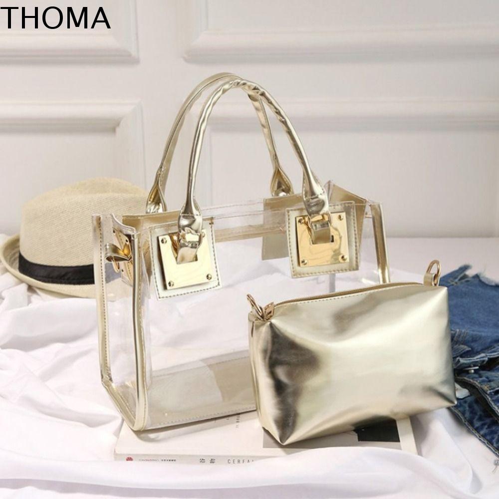 THOMA ฤดูร้อนฤดูร้อนฤดูร้อน ถุงถุงใส พีวีซีพีวีซี โปร่งใสโปร่งใส กระเป๋าถือสำหรับผู้หญิง แฟชั่นสำหรับผู้หญิง กระเป๋าถือแบบถือ กระเป๋าสะพายไหล่แมสเซนเจอร์ เทศกาลสงกรานต์ ราคา 312 บาท*ส่งฟรี