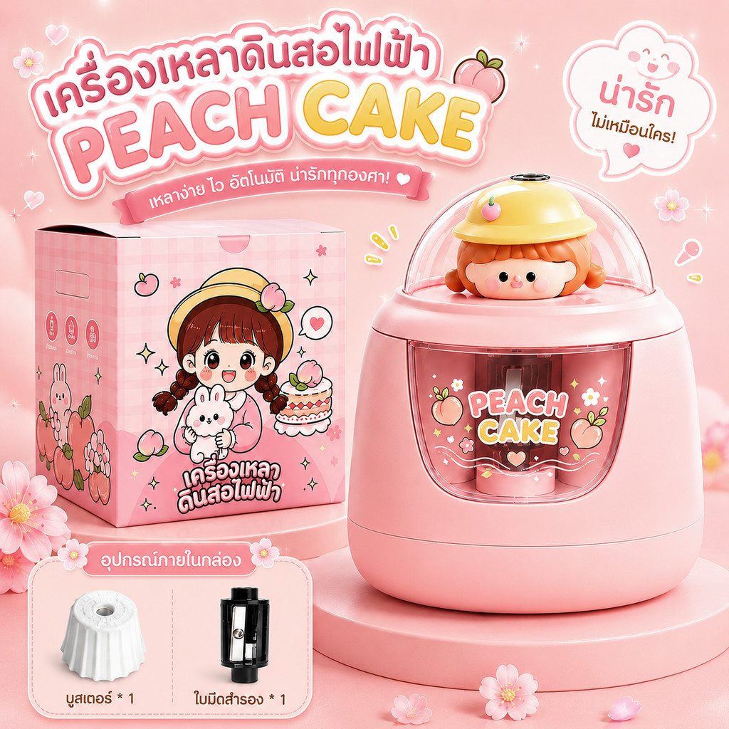 ❤เครื่องเหลาดินสอไฟฟ้า ลายน่ารัก ใช้ถ่าน AA 3 ก้อน กบเหลาดินสออัตโนมัติ สำหรับนักเรียน เครื่องเขียนเด็ก