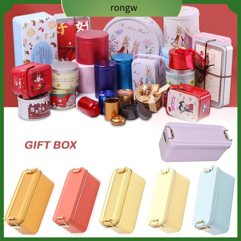 RONGW Cổ điển Hộp sắt hình chữ nhật Hình chữ nhật Có nắp Hộp lưu trữ  loại  Khóa Hộp sắt lưu trữ, hộp sắt khóa Bao bì bánh dứa