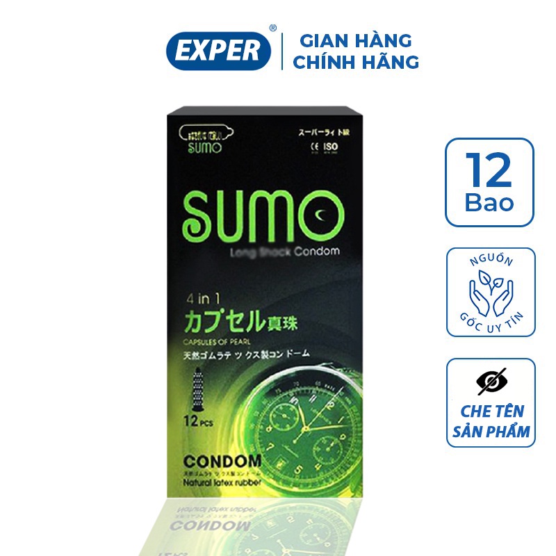 Bao cao su Sumo 4in1 hộp 12 cái bcs gân gai siêu mỏng chống xuất tinh sớm kéo dài thời gian quan hệ 