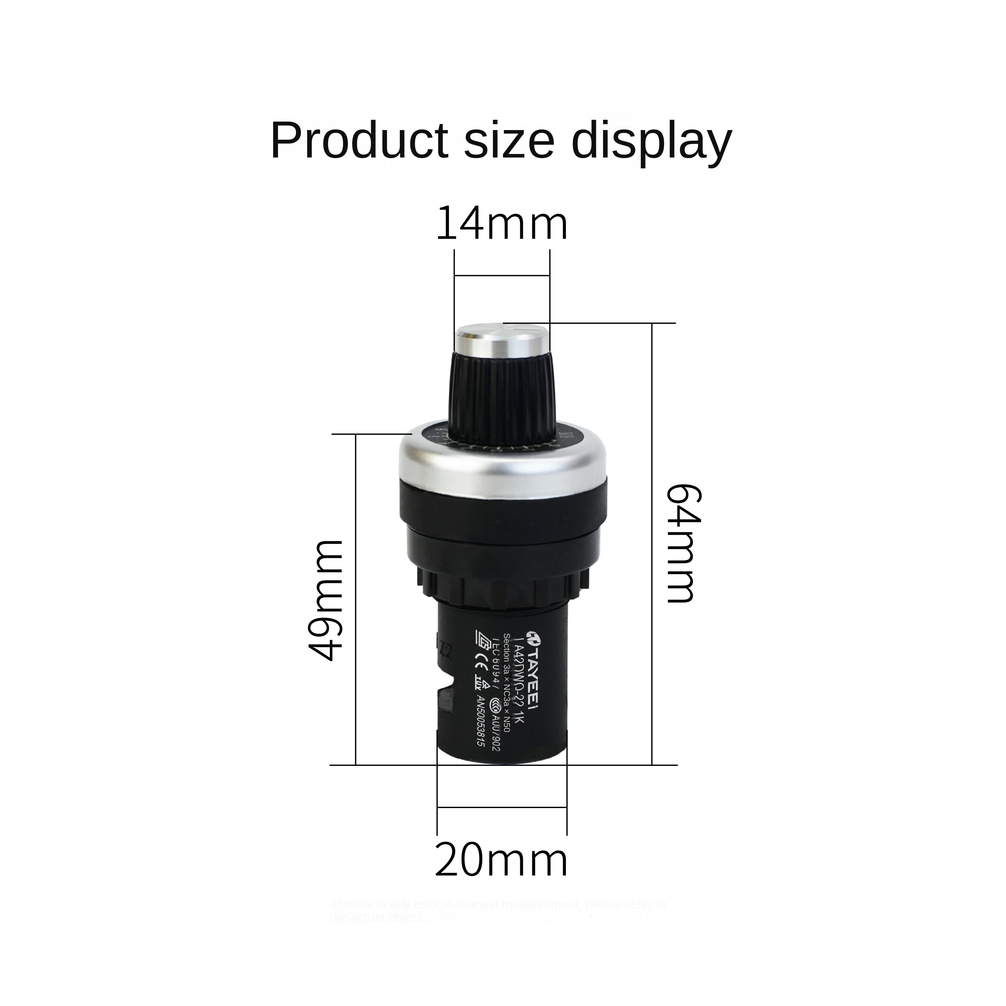 Điện Trở Biến Thiên LA42DWQ-22 10K - Núm Lớn (Đen Và Bạc) | Biến trở 1K-500K, Núm Vặn 22mm, Điều Tốc Biến Tần Chính Xác