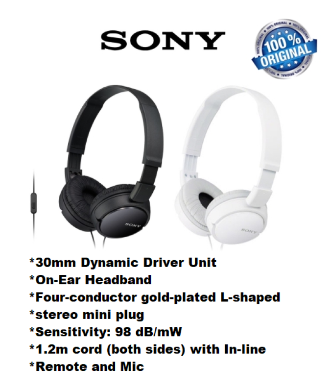 SONY MDR-ZX110AP HEADPHONES WITH MIC BLACK/WHITE Singapore
