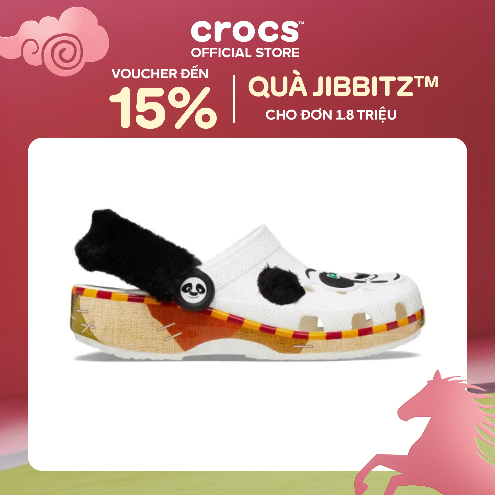 Giày Clog Trẻ Em Crocs Classic Kung Fu Panda - White - 209463-100