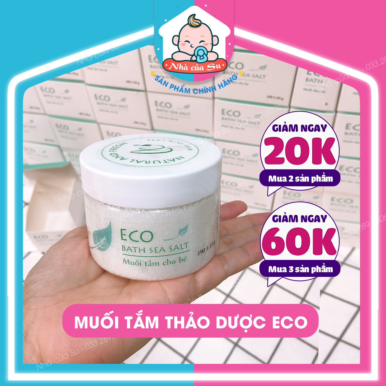 Muối tắm bé thảo dược Eco 200g FREESHIP An toàn cho cả trẻ sơ sinh
