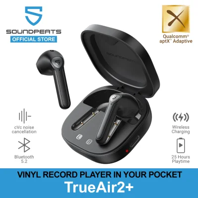 SoundPEATS TrueAir2+ True Wireless Earbuds With aptX Adaptive, Wireless Charging, Dual Mic & cVc Noise Cancellation