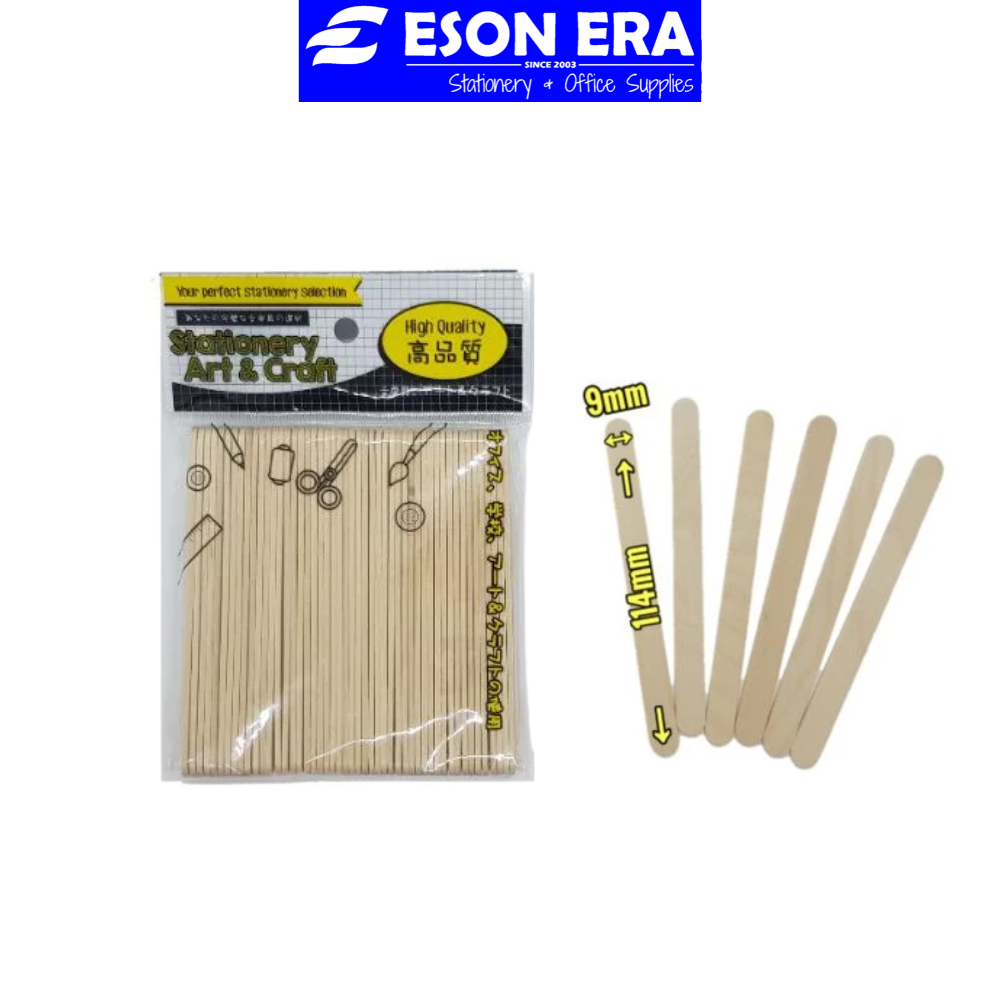 [50pcs] Ice Cream Stick Plain/Colours Pine Wood Stick Batang Ais Krim