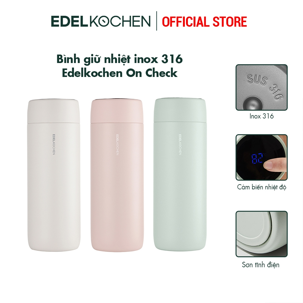 Bình giữ nhiệt inox 316, màn hình led kiểm tra nhiệt độ Edelkochen On Check – 430ml