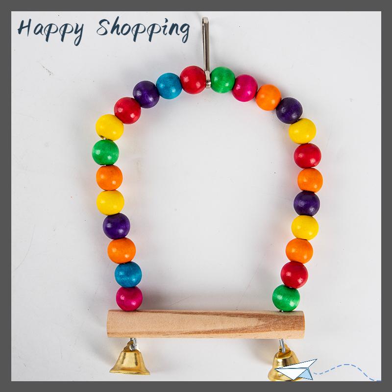 [THS Store] COD Đồ chơi đu đưa Vẹt bằng gỗ tự nhiên lồng XÍCH ĐU cá rô treo chim hạt nhiều màu - 2