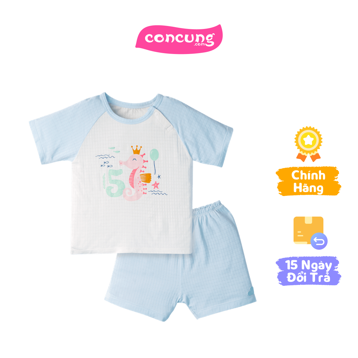 Bộ tính năng ngắn Chống muỗi, HT San Hô Animo VĐ523001 (3-6M,Xanh Ngọc)
