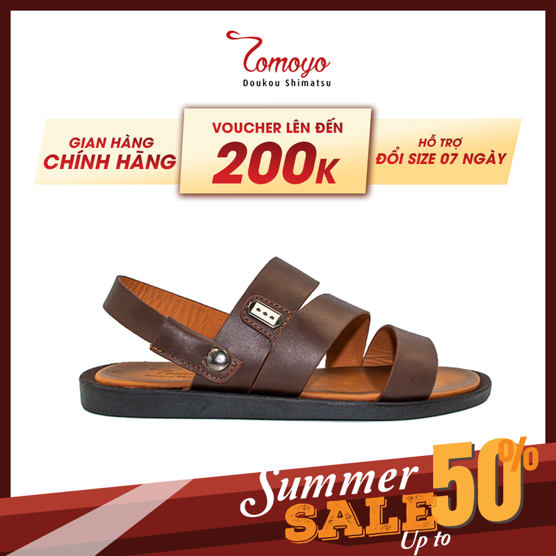 Dép sandal nam da bò cao cấp tomoyo tms09402