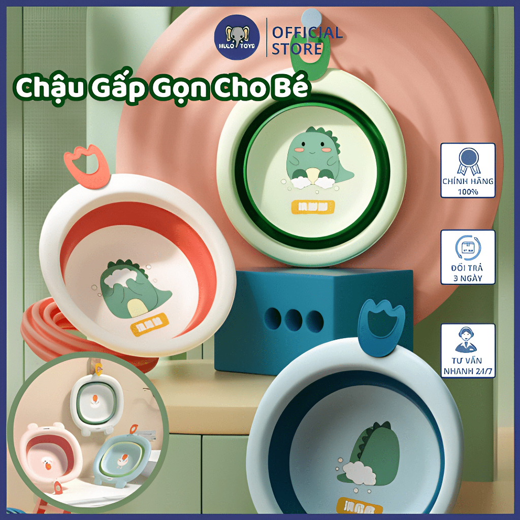 Chậu rửa mặt gấp gọn cho bé hulo toys tiện lợi nhiều màu sắc - chậu gấp gọn, chậu rửa mặt đa năng