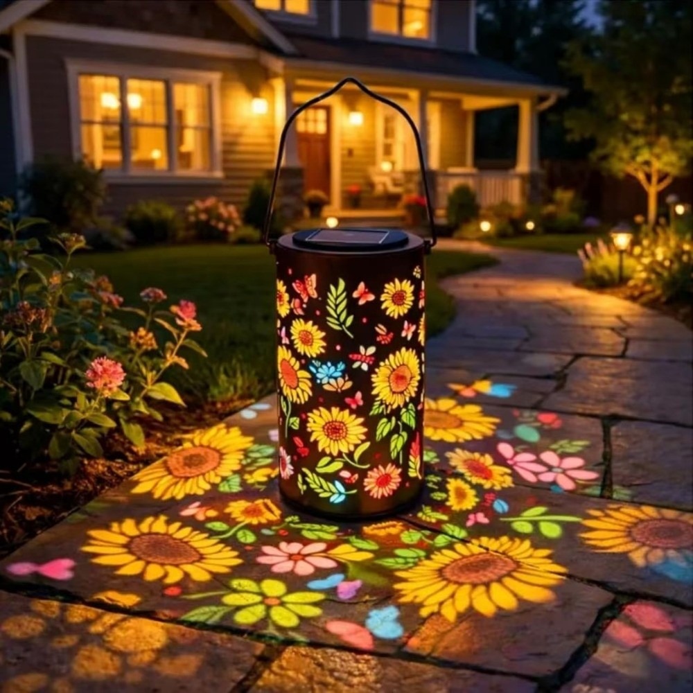 LUXEMO Chống thấm nước Đèn lồng năng lượng trời hình hoa hướng dương Đèn LED Trang trí sân vườn Đèn lồng năng lượng trời treo Bền lâu Chiếu Sáng Đầy Màu Sắc Đèn chiếu sáng ngoài trời