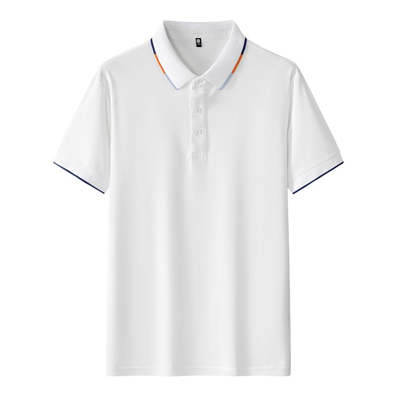 SINRANSINYA丨Áo polo nam-Áo Polo ngắn tay màu đỏ áo Thun Công Sở ve áo màu trơn ngoại cỡ Lụa băng khô