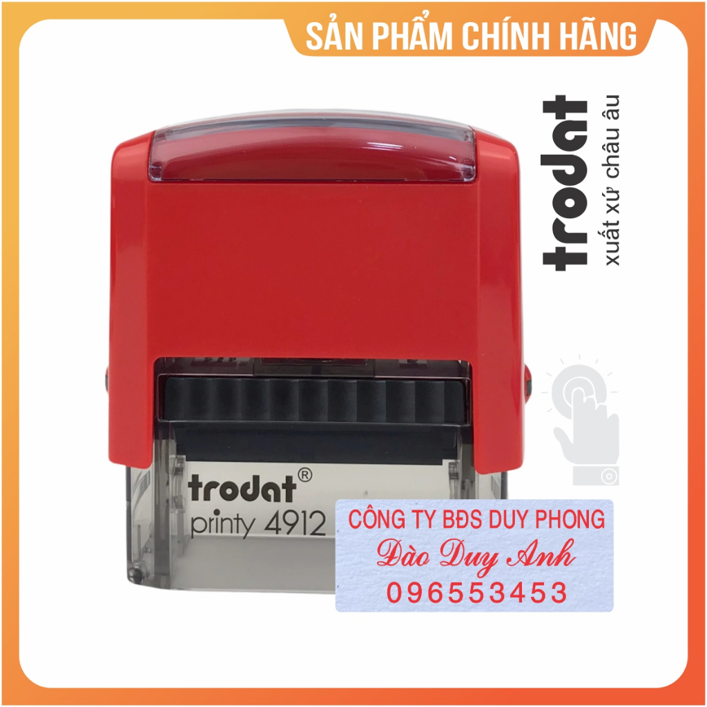 Khắc con dấu tên 3 dòng, hiệu Trodat chính hãng kich thước 47 x 18mm