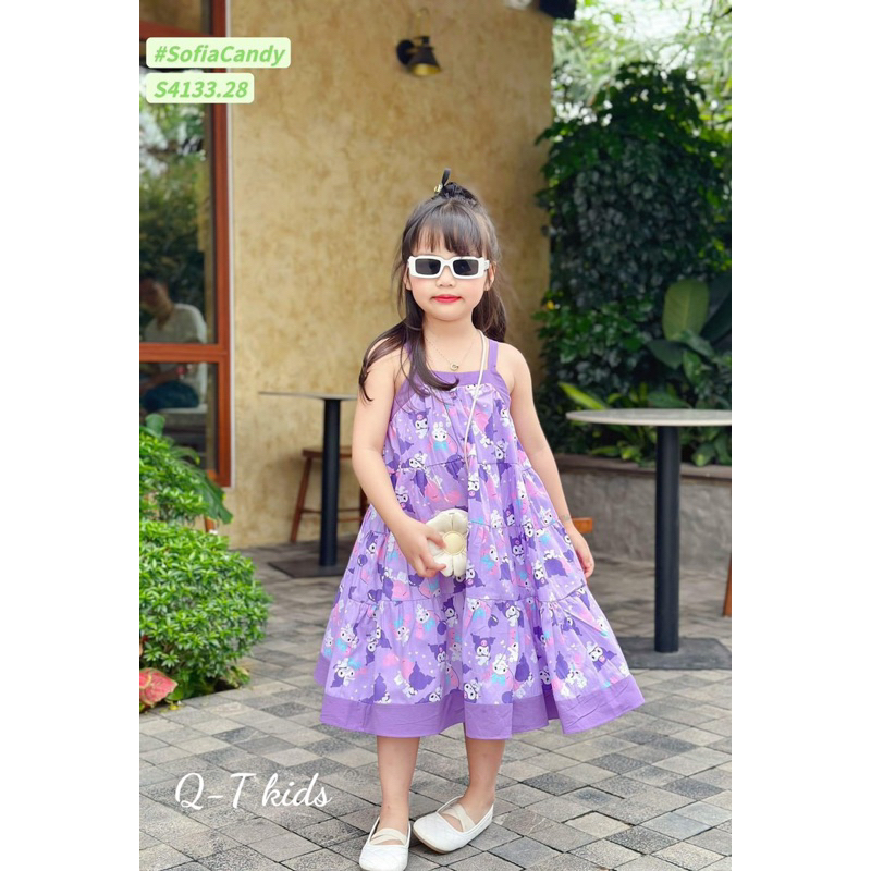 Váy thô tím KUROMI dáng maxi xinh xỉu cho bé gái
