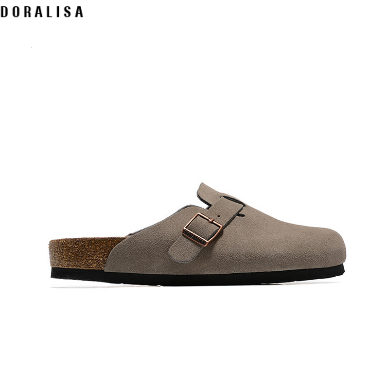 New Birkenstock half-slippers thick-soled Birkenstock toe-cap sandals for women to wear lazy genuine leather cork Birkenstock shoes for outer wear