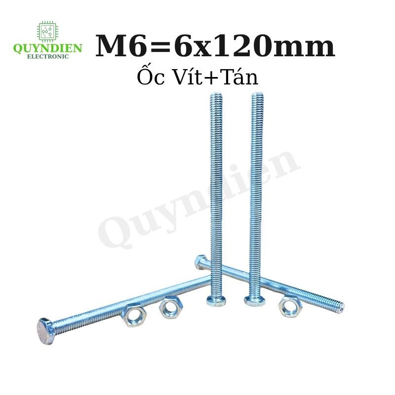 Bulong + Hex Head Bolt M6X120Mm, Galvanized Steel, Frame Mounting Bolt, Transformer Bolt, Iron Frame Assembly Giá 75,000 Đồng*Miễn phí vận chuyển