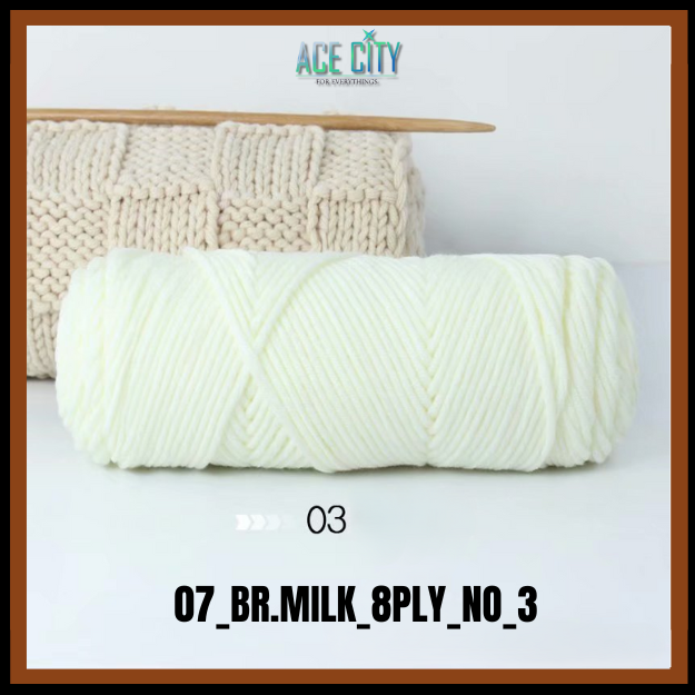 Benang Rajut Katun Sutra Susu 8Ply Besar / Katun Susu Import Big 8ply (100gram) Part 1