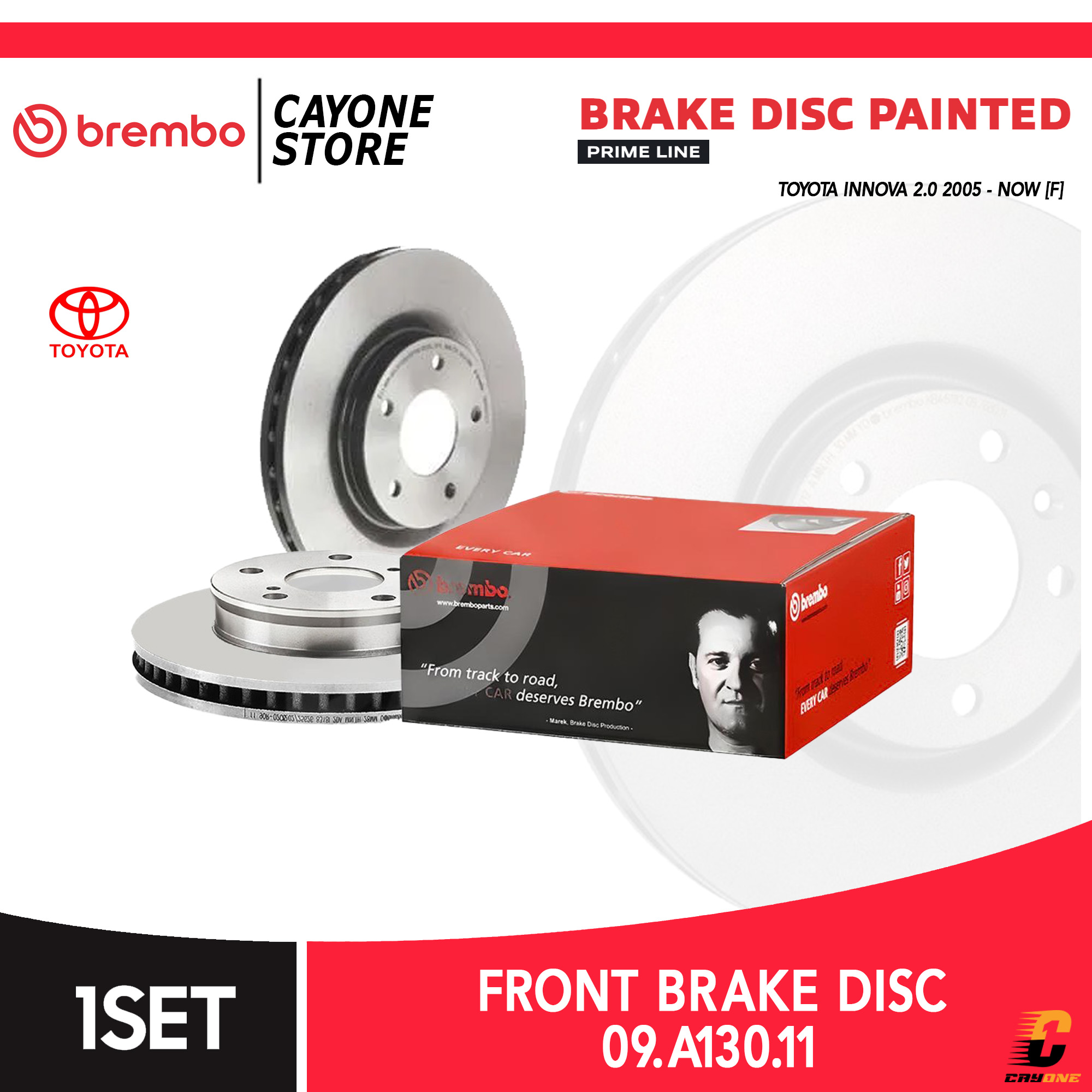 BREMBO Prime Brake Disc Kampas Rem depan TOYOTA INNOVA 2.0 2005-Up 09 A130 11 / 09.A130.11 Harga 624,750 rupiah*Gratis Ongkir