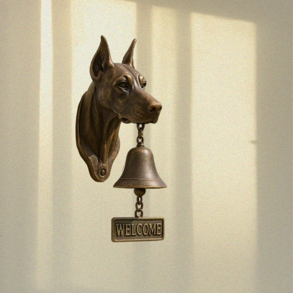 HOUCHU Wall Mount Welcome Doorbell Vintage Unique Puppy Doorbell Durable Rustic Dinner Bell Front Door