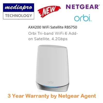 NETGEAR RBS750 Orbi Tri-band WiFi 6 Add-on Satellite, 4.2Gbps (RBS750) - 3 Year Distributor Warranty