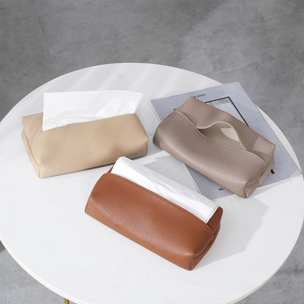 Nordic Tissue Box Chic Compact Leather Paper Holder High-End Tissue Dispenser for Living Room Bedroom Home Office Luxury