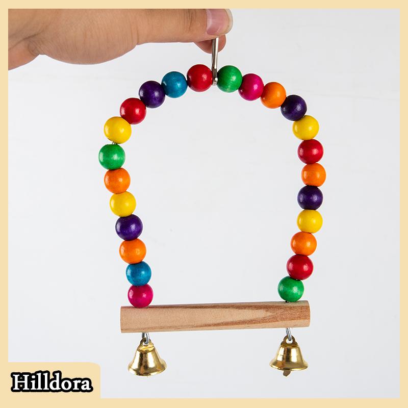 [Hilldora] Đồ chơi đu đưa Vẹt bằng gỗ tự nhiên lồng XÍCH ĐU cá rô treo chim hạt nhiều màu