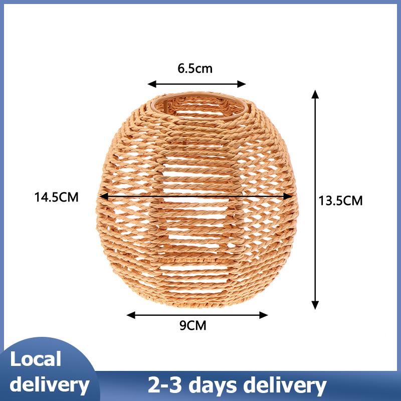 TBRBG Local Delivery 1 Piece Vintage Hanging Lampshade Handmade Woven Lamp Shade For Living Room Bedroom Hotel Simulated Rattan Light Fixture
