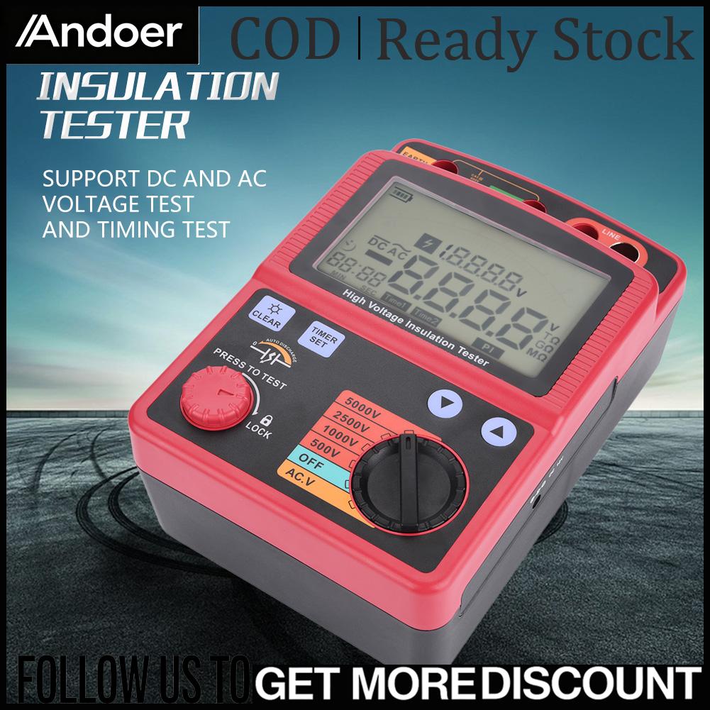 Andoer เครื่องทดสอบความต้านทาน Megohmmeter แรงดันไฟฟ้าสูงที่เสถียรและแม่นยำสูงสำหรับการวัดทางอิเล็กทรอนิกส์สำหรับอุตสาหกรรม ราคา 9,822 บาท*ส่งฟรี