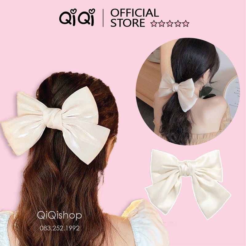 Dây buộc tóc/ kẹp tóc hình nơ bản to xinh xắn phong cách hàn quốc qiqishop