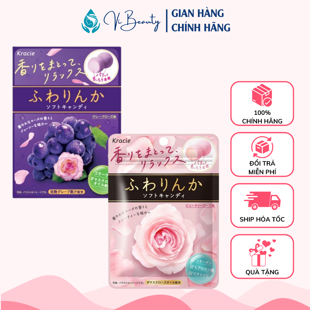 Kẹo hoa hồng collagen kracie thơm cơ thể nhật bản gói 10 viên 32g