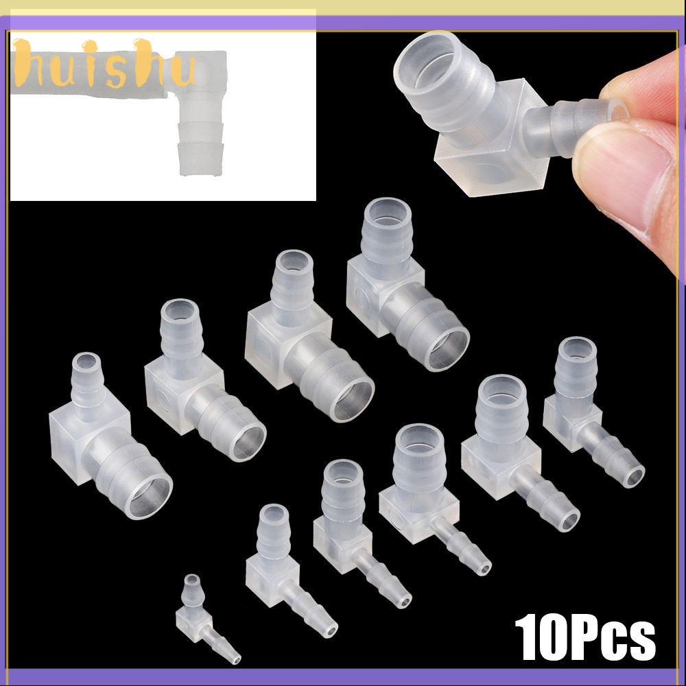 HUISHU 10Pcs Nhựa PP Đầu nối khuỷu tay Trong suốt 90 độ Khớp nối ống chùa  4-20mm Phụ kiện bể cá Máy sục khí bơm không khí