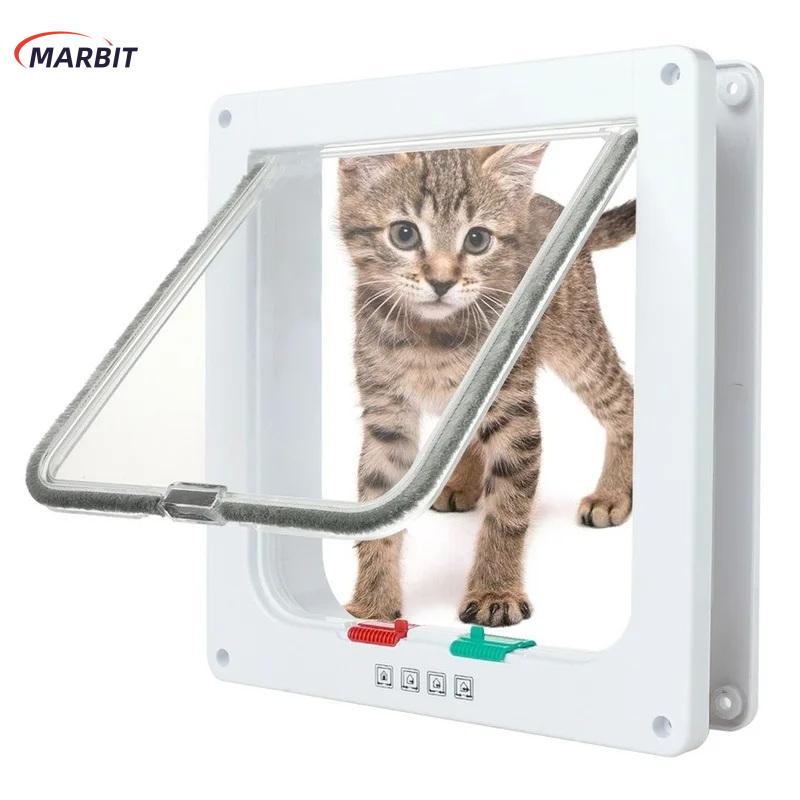MARBIT ประตูบ้านแมวล็อกได้เสียงรบกวนต่ำประตูแมวสำหรับประตูภายนอกประตูบานเลื่อน4ทางสำหรับประตูภายในภายนอก ราคา 218 บาท*ส่งฟรี