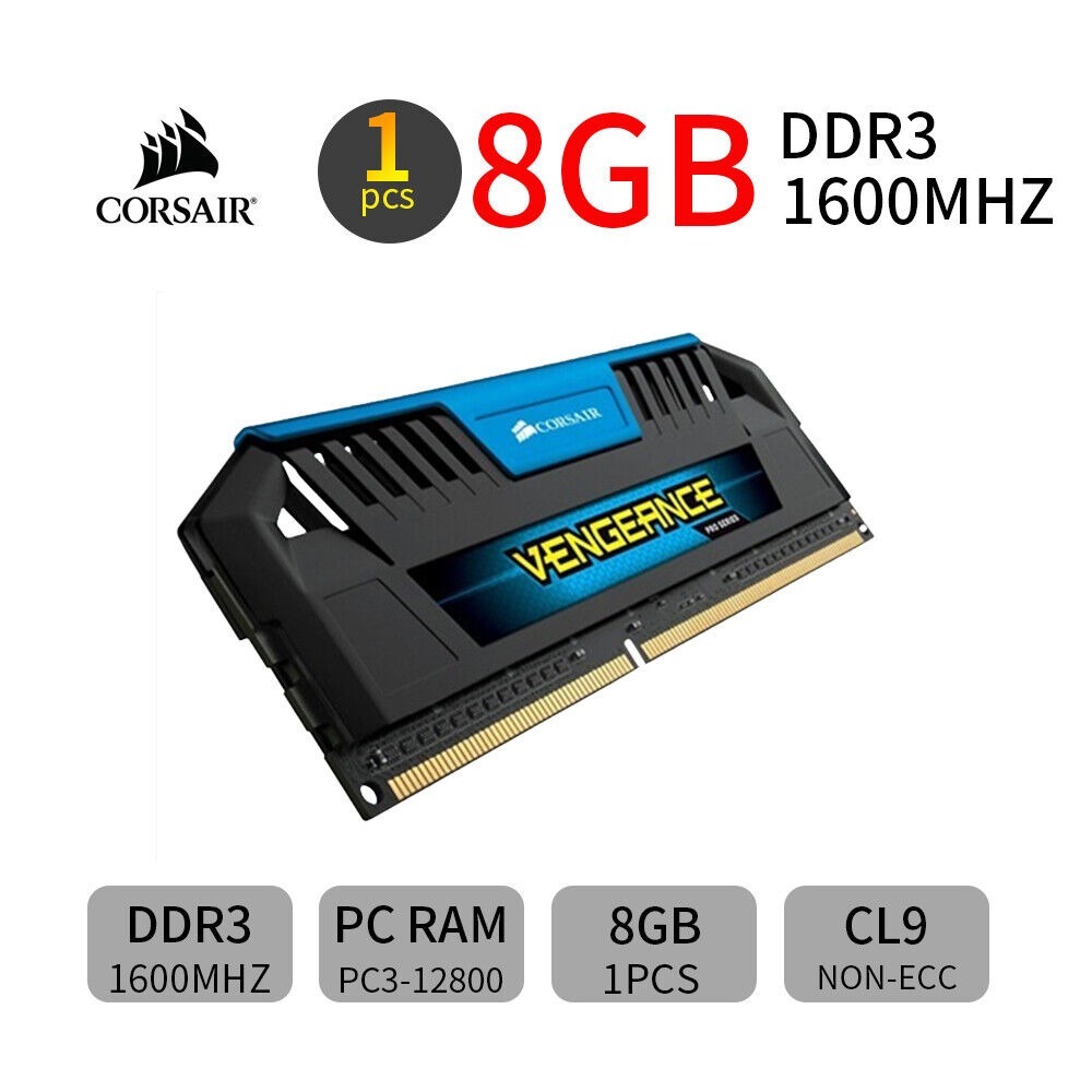 For Corsair Vengeance Pro 8GB DDR3 1600MHz CL9 PC3-12800U PC Desktop Memory Blue AB