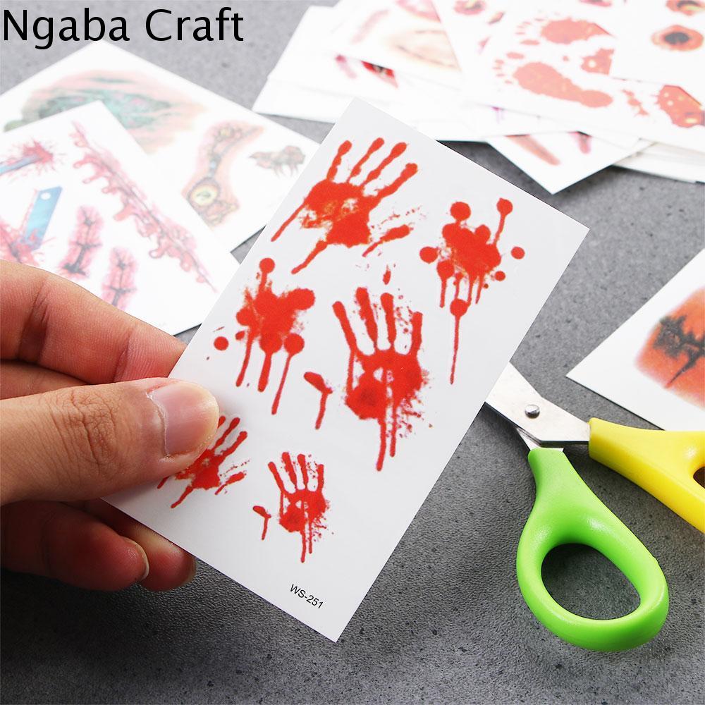 NGABA 30 cái / bộ Trang trí da Buổi tiệc Nghệ thuật cơ thể Đối Hình xăm giả Hình xăm dán Halloween Vết sẹo kinh dị Hình xăm tạm thời
