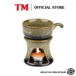 Bộ Ly Hâm Nóng Cafe Men Hỏa Biến Xưởng Gốm TM Bát Tràng Cao Cấp - TẶNG KÈM NẾN ĐỐT