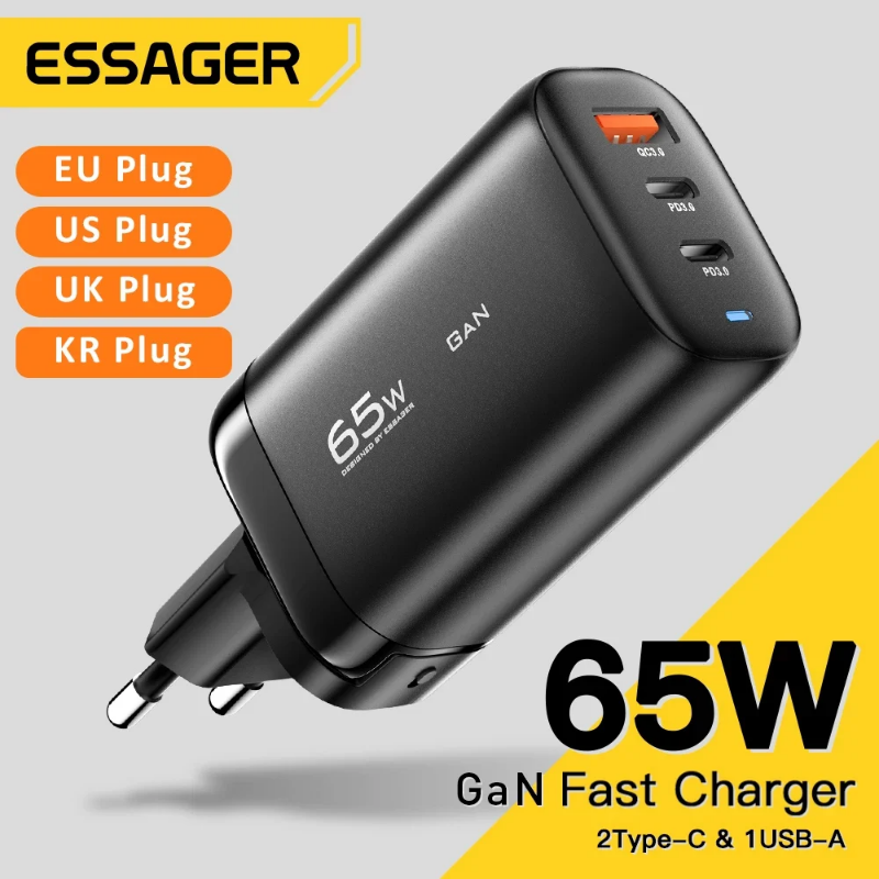 Essager 65W GaN USB Type C Charger For Laptop PPS 45W 25W Fast Charge For Samsung Xiaomi Realme mobi