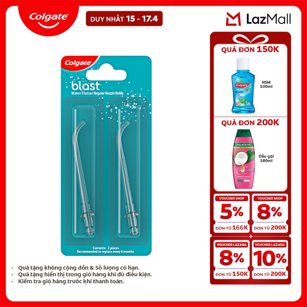 [Chỉ 15-17.4_X2 Voucher giảm đến 18%] Bộ 2 đầu tăm nước Colgate thay thế - Phụ kiện cho máy tăm nước Colgate nhỏ gọn, bỏ túi