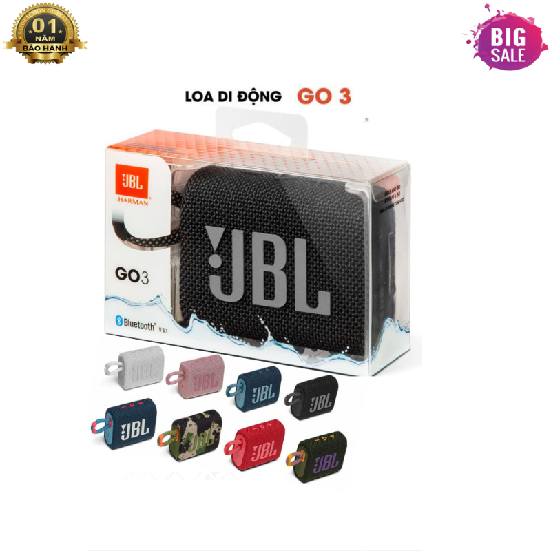 Loa Bluetooth JBL Go3 Công Suất 4.2W - Loa Bluetooth Mini Bass Mạnh - Kháng Nước và Bụi IP67, Công Nghệ JBL Pro Sound - Nhỏ Gọn Trẻ Trung